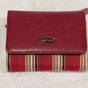 Longaberger striped holiday wallet, like new never used